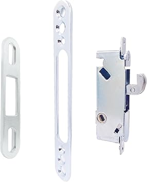 elox Sliding Patio Door Lock with 45 Degree Keyway, Adjustable Bolt Projection, Round End Faceplate, Suitable for Glass Door, Narrow Stile Aluminum and Wooden Door 22mm Backset, Zinc Plated