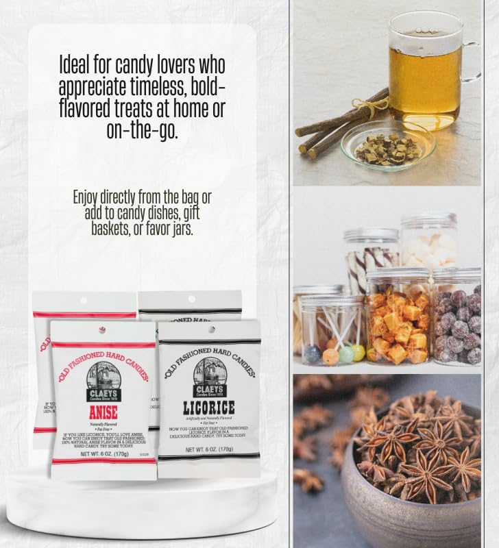 Claeys Old Fashioned Hard Candy – Bundle with Licorice Hard Candy 6 oz – 100% Natural Anise and Licorice Flavor – Gift Set (4 Items)