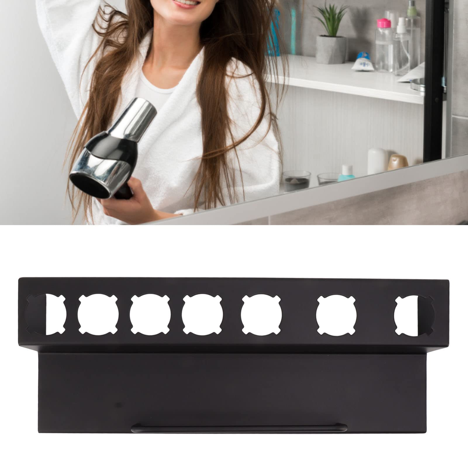 Organizador De Estante para Secador De Pelo Montado En La Pared para Rizadores, Planchas Y Planchas para El Cabello, Soporte De Almacenamiento De Acero Inoxidable con Tapete Antideslizante