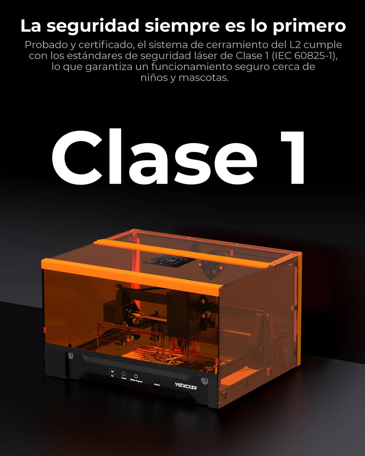 Grabadora Laser L2 Flex 10W Cortadora Laser Seguridad Cerrada Precisión de 0,01 mm, Superficie de Grabado 200x150mm Maquina Laser para Madera, Metal, Cuero, Acrílico, Artesanía (Clase 1)