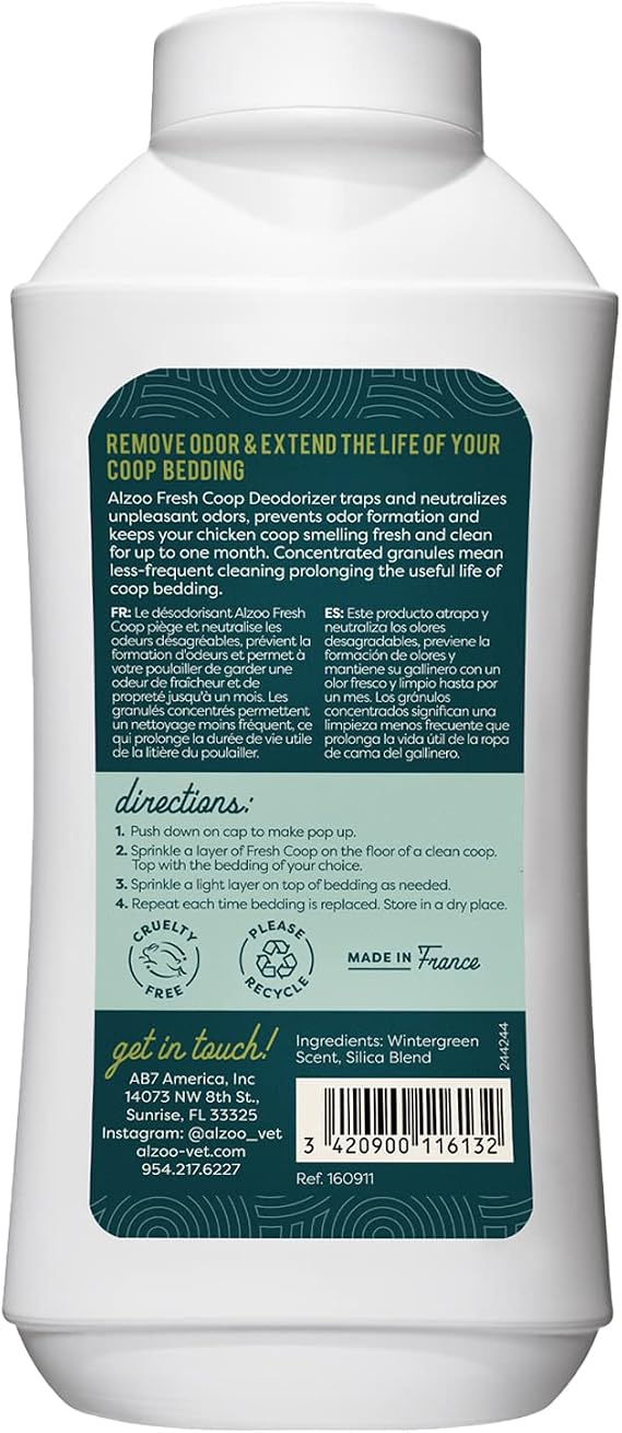 ALZOO My Fresh Coop Deodorizer, Chicken Coop Deodorizer, Concentrated Granules Absorb & Help Neutralize Odors, Mineral-Based Active Ingredients, Up To 30 Uses, 26.6 Oz., Pack of 2