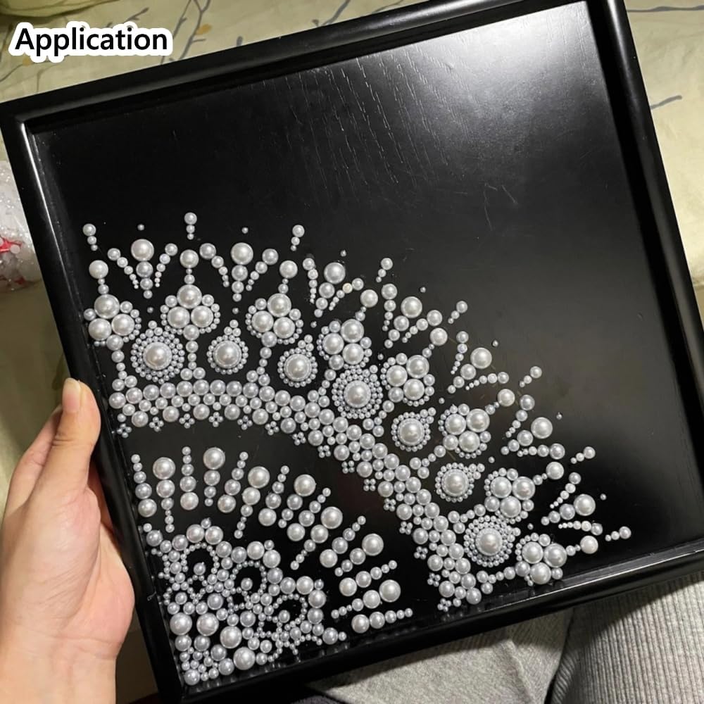 1200pcs 8mm Half Pearls for Crafts Flatback Round Half Pearl Beads for Jewelry Making Nail Art Scrapbook Craft Wedding Dress Decoration(Ivory White) - Image 4