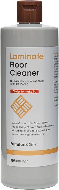 Laminate Floor Cleaner 500ml - Dilutes to Make 5L - Super Concentrate & Quick Drying. Infused With Fresh Linen Aroma. For All Laminate Flooring.