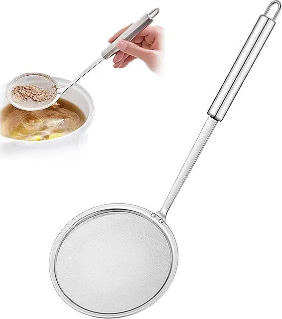 XFLYP Stainless Steel Skimmer Basket - Fine Mesh Filter Spoon with Long Handle