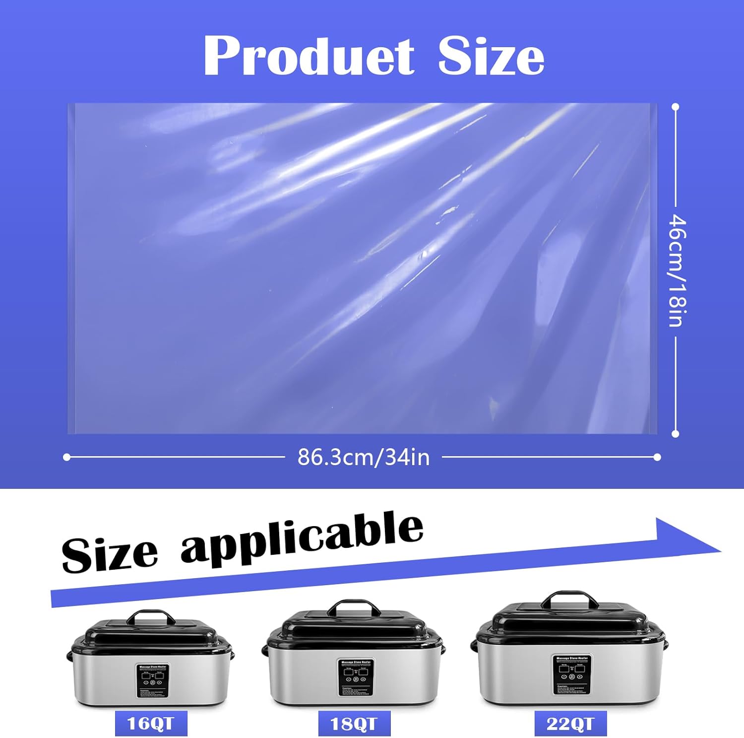 Electric Roaster Liners 34 x 18 Inch Roaster Liners Disposable Fits 16, 18, 22 Quarts Roaster for Electric Roaster for Immediate Cleanup (10 Counts) - Image 2