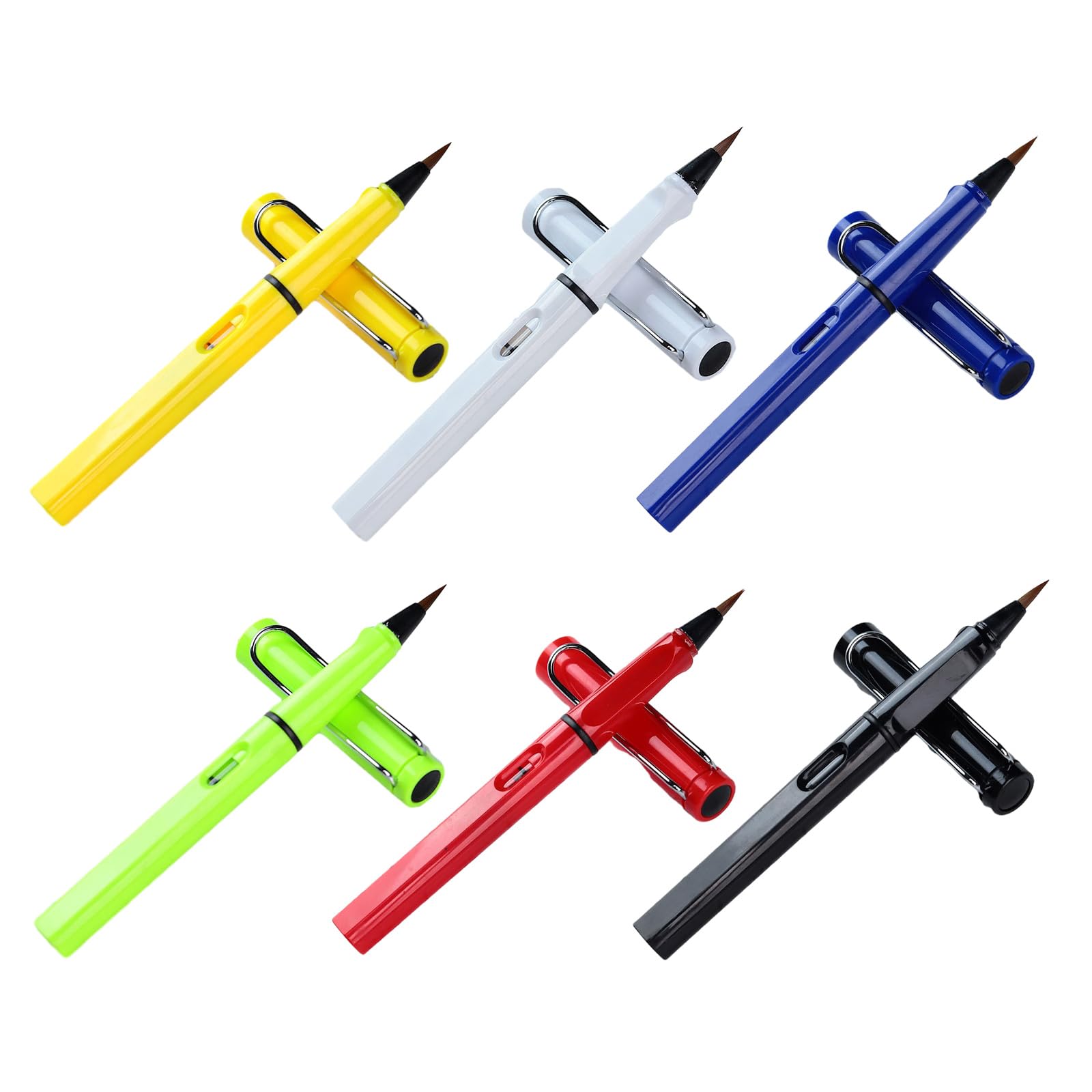 LFRXION Pack Of 6 Soft Tip Fountain Pen Brush Tip Calligraphy Pen Set For Writing And Drawing Refillable Hand Lettering Pens