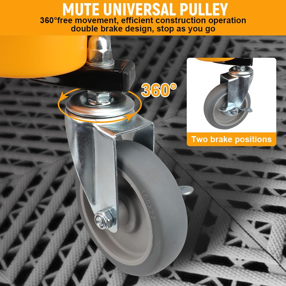 Hoteche Taburete de Taller Taburete de plástico para reparación de automóviles | Diseño de PP Negro con cajón y Compartimento para Herramientas Amarillo | 650x250x380mm | 6,16 kg de Peso