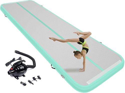 Colchoneta inflable de gimnasia de 131620 pies, 4.3 pies de ancho de 4 pulgadas de grosor, pistas de gimnasia con bomba de aire eléctrica para uso