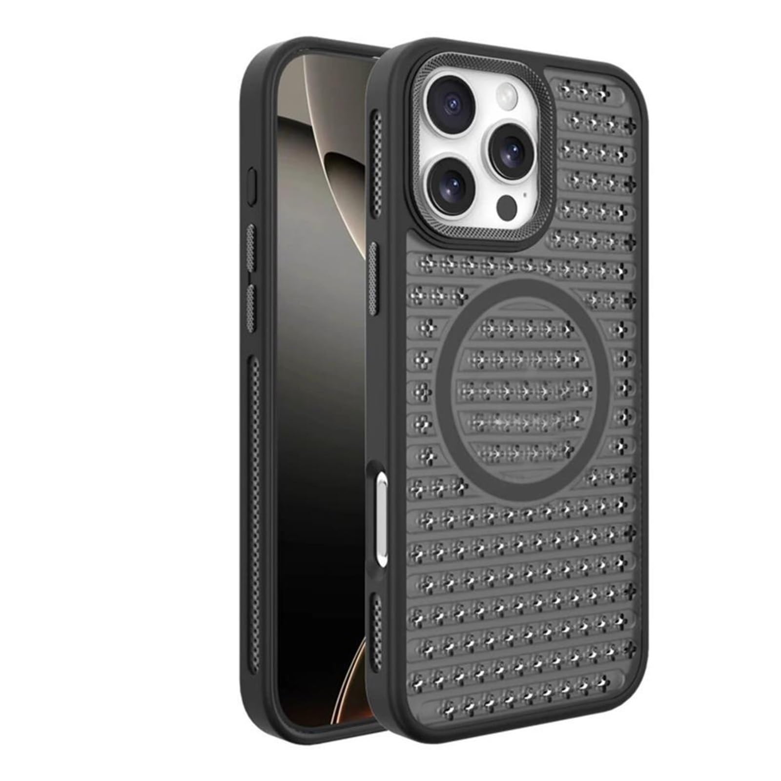 Coque iPhone 16 Pro Max antichoc noire avec système de dissipation thermique
