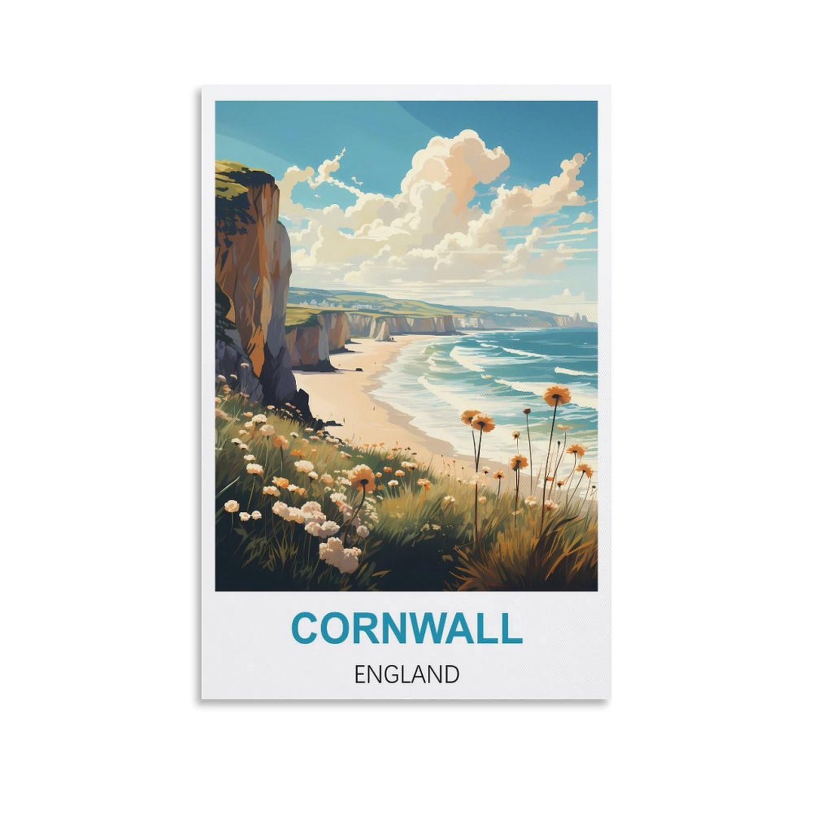 Ezmlfa A083 Paint By Number Diy Oil Painting Cornwall England Landscape Kit For Adults Beginner Diy Oil Painting 30X40cm