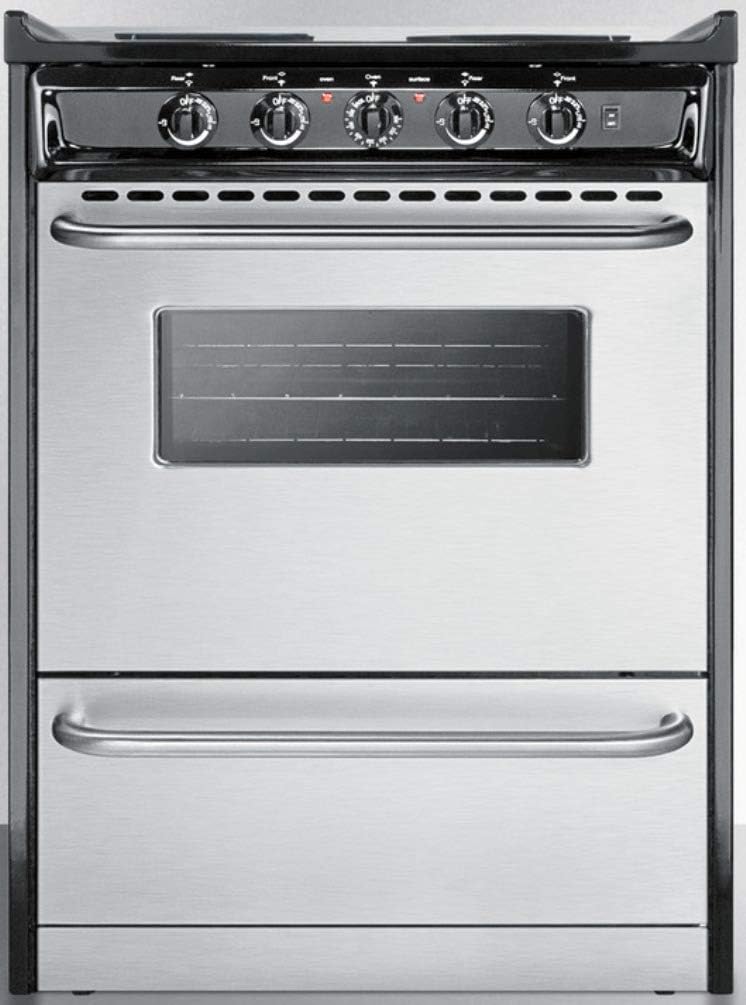 Professional Series TEM610BRWY 24" Slide-In Electric Range with 4 Coil Elements 2.9 cu. ft. Oven Capacity Storage Drawer Oven Window and Tower Bar Handles in Stainless Steel