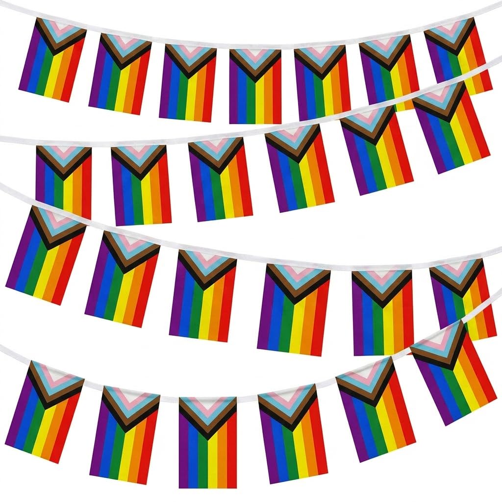 1 Pcs Pride Bunting Flags, 26.2ft Pride Decorations Banner, Gay LGBTQ Rectangle Colorful String Banner for Festival Celebration Garden Outdoor Office Accessorie