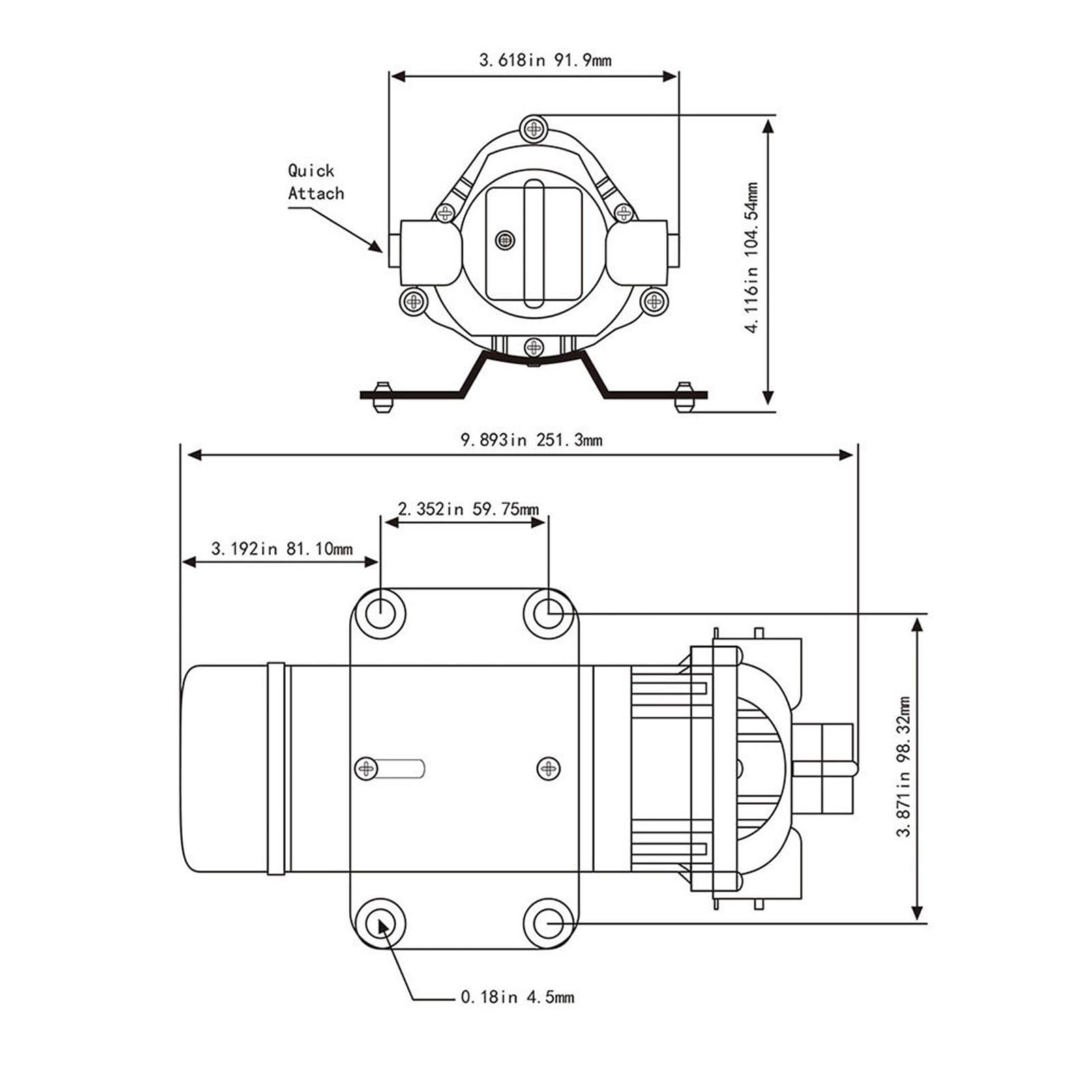 Pompa per Diaframma Ad Alta Pressione Pompa di Pressione di Innesco di Auto 160psi Elettrico 5.1 Gpm per Spray Marino per per Moto (Plug UE 220-230V 0.68a)