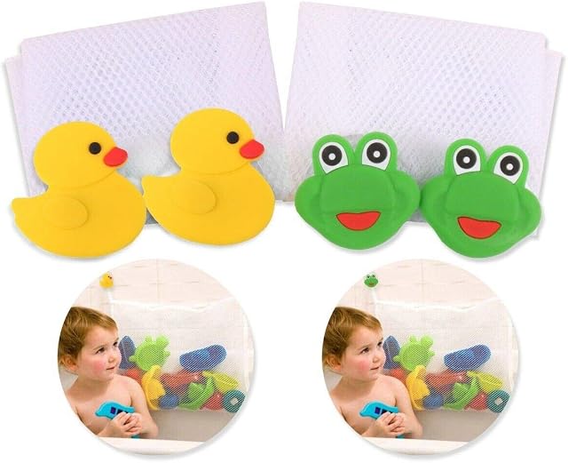 Baby Bath Toy Tidy Bag Organiser Mold Resistant Mesh Net Storage Basket Holder, Strong Suction Cups Keep Kids Bathtub Toys Dry & Bacteria Free