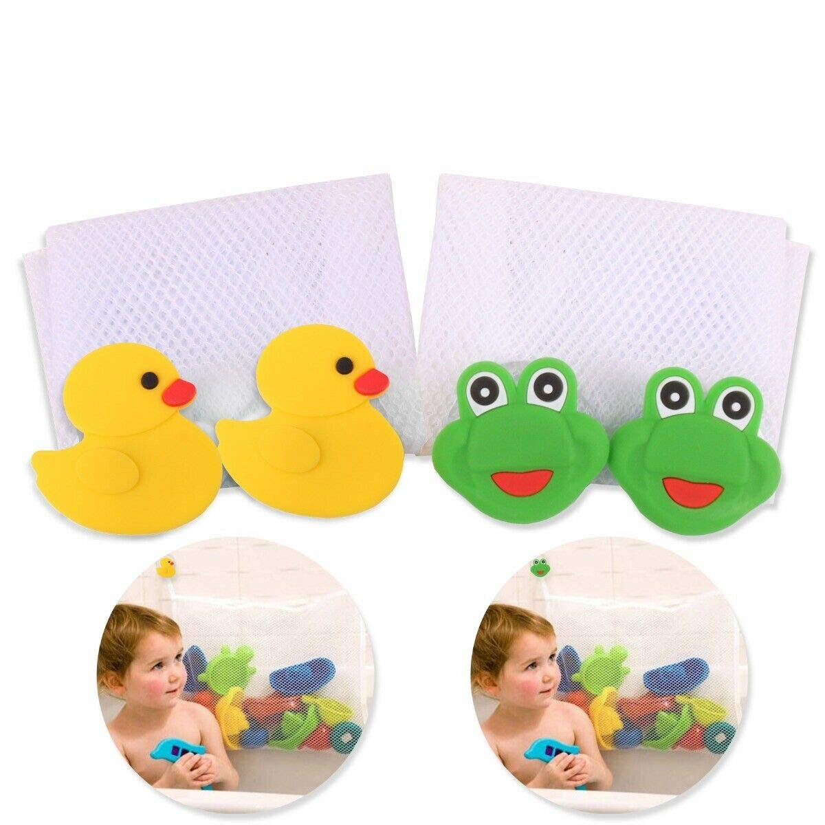 D.a.y. Republic White Baby Bath Toy Tidy Bag Organiser - Large Mesh Net Storage Basket Holder | Mold Resistant | Strong Suction Cups Keep Kids Bathtub Toys Dry & Bacteria Free