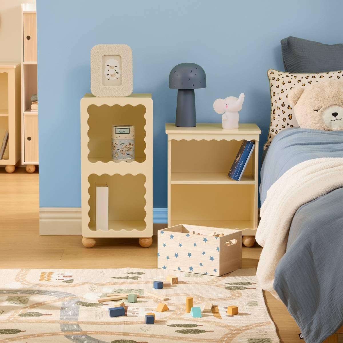 Atmosphera - Mesilla de Noche Infantil bouli 2 Niveles Beige 40x30x50,5 cm