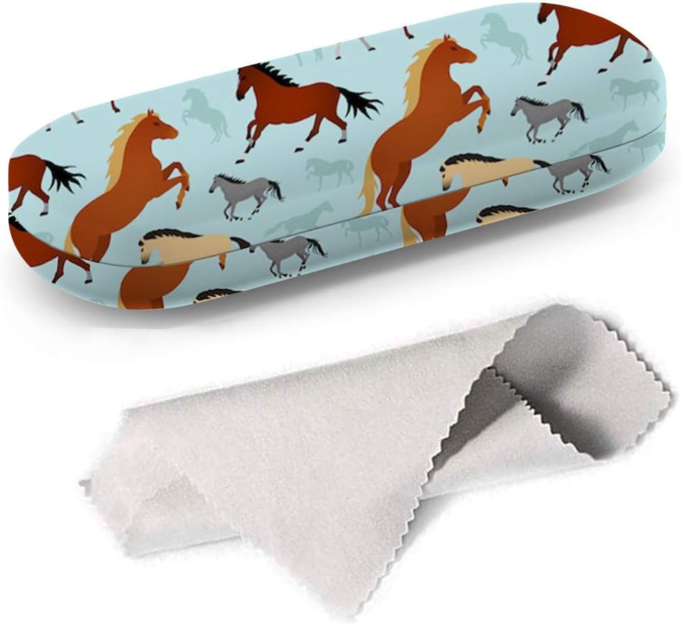 Hard Shell Glasses Protective Case Box + Cleaning Cloth Fits most