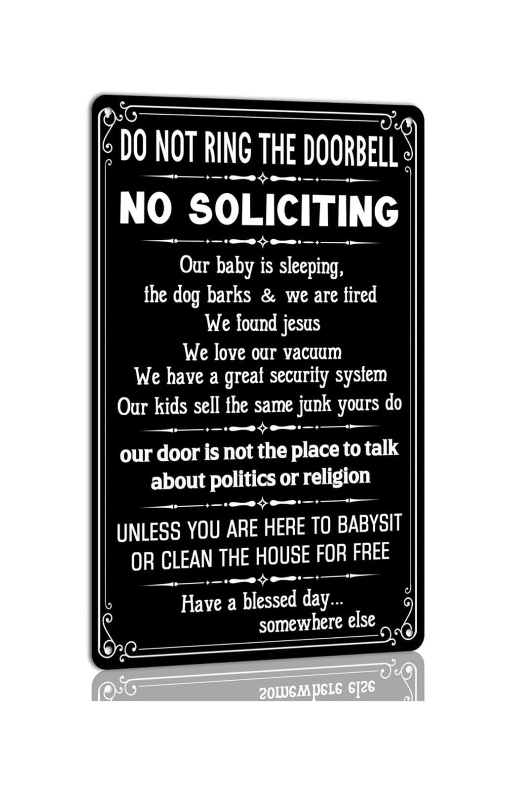 HSMXNEONJB Vintage Do Not Disturb Sign with No Soliciting Message Funny Door Sign for Parents Front Porch 8 X 12 inch​