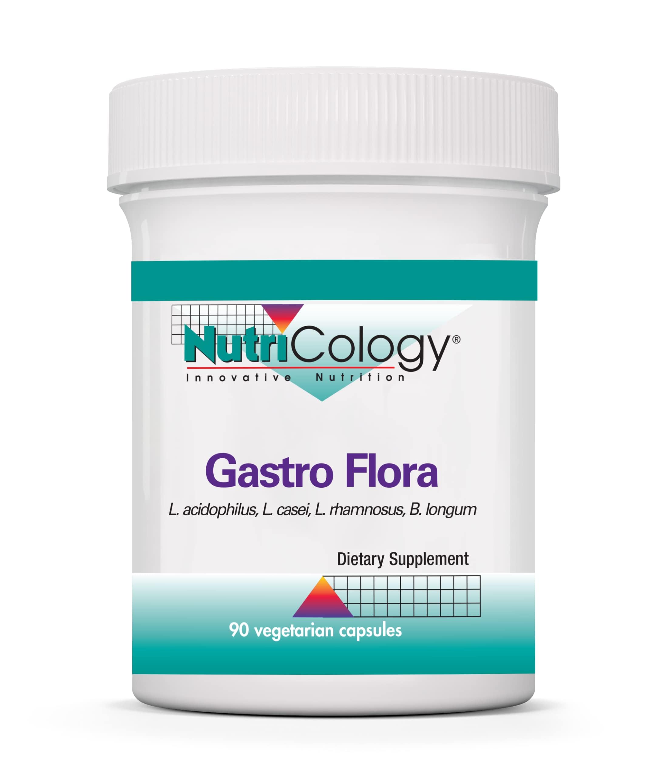 Nutricology Gastro Flora Supplement - Probiotic for Digestive Health, Gut Health for Men & Women, Lactobacillus and Bifidobacterium - 90 Count
