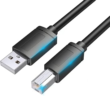 Hsmienk USB Printer Cable 6.6FT, USB 2.0 Cable Type A Male to B Male Cables High Speed Scanner Cord Compatible with HP, Canon, Brother, Dell, Lexmark, Epson and More