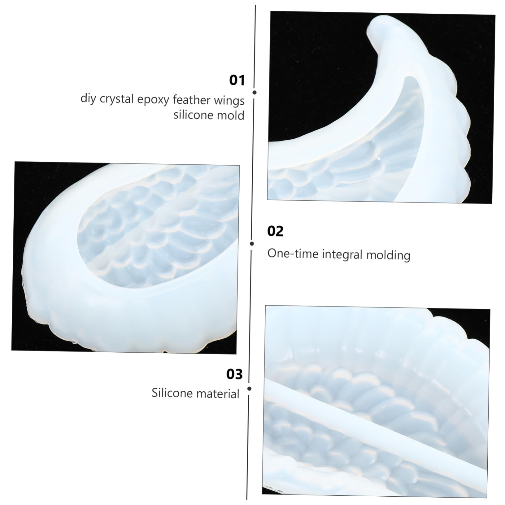 Angoily 3 Pares Molde de Silicona para Joyería con Diseño de Alas de Ángel para Creaciones Manualidades Diy