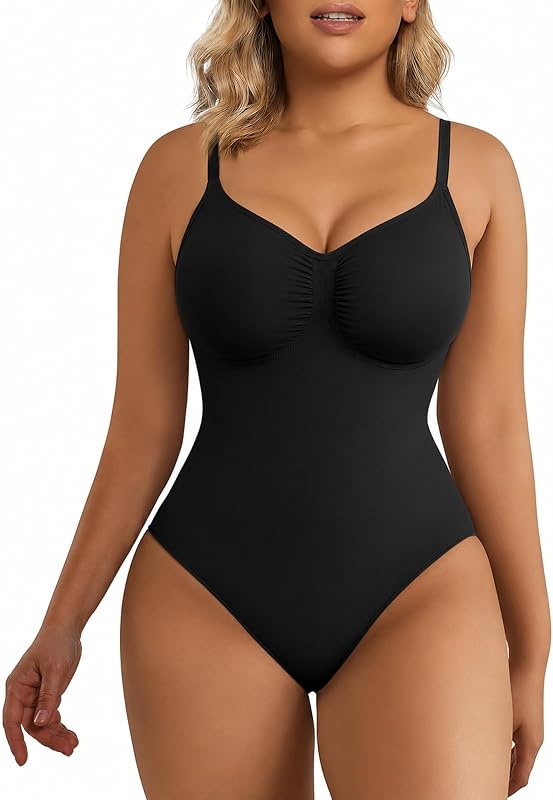 SHAPERX Body de tanga con control de barriga para mujer, sin costuras, cintura para arrebatar el cuerpo