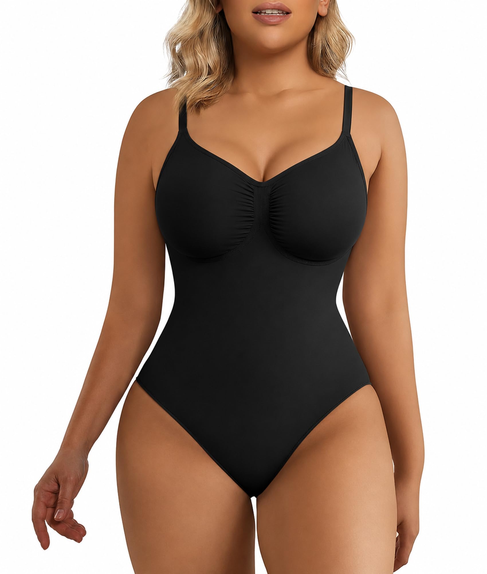 SHAPERX Women's Tummy Control Shapewear Thong Bodysuit