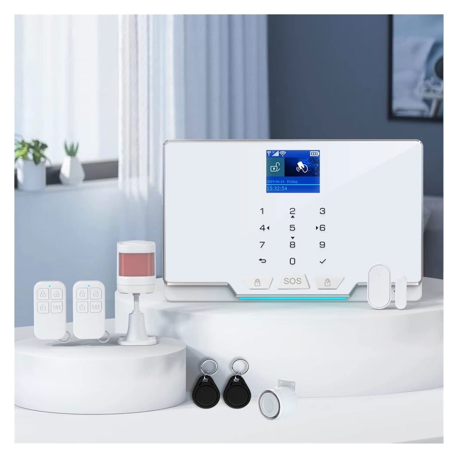 Kit Alarma Casa, G20 TUYA Wifi GSM Security Alarm System Apps Control Sensor de puerta inalámbrica a todo color Pir Detectar con Ip Cámara(H)