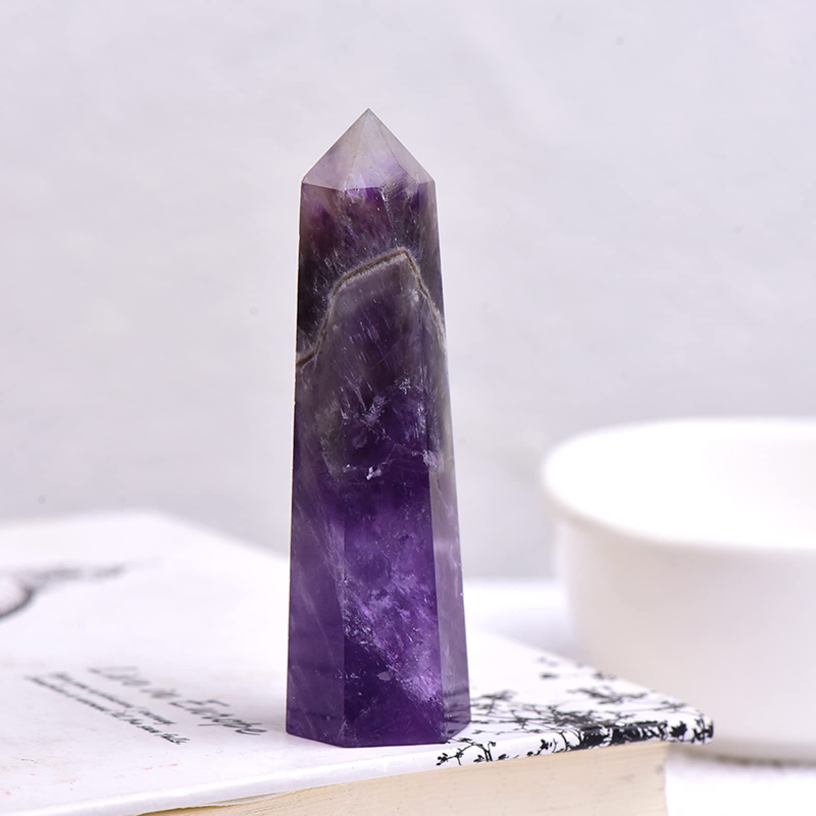 Amazon.co.jp: 1PC 天然アメジストポイントクォーツロック標本六角