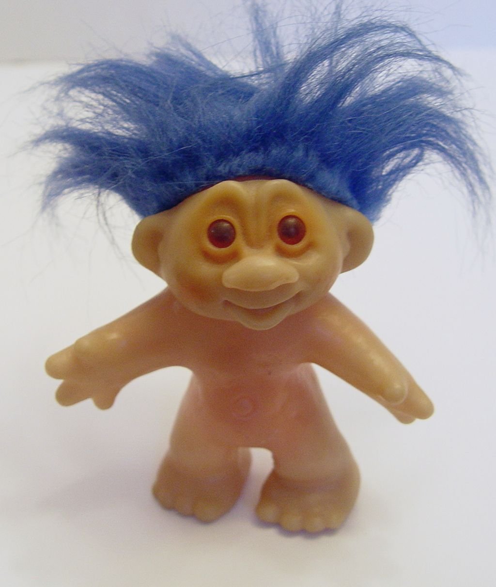 Blue Haired 1986 Dam Troll Doll 4.5 Inches Tall