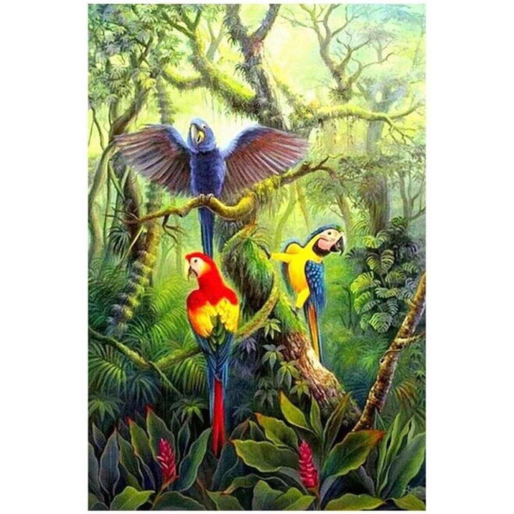 5D DIY Diamond Art Kits Adults and Kids, Parrot Scenery Diamond Painting Kits for Adults, Full Drill Paint by Numbers Kits Gem Art Craft, Diamond Painting Accessories for Home Wall Decor/Gift 36x108in