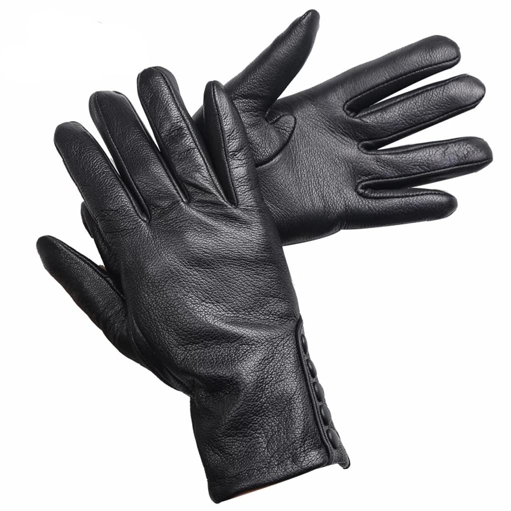 Xzeit Guanti caldi, guanti invernali, Guanti da donna, Guanti caldi in pelle da donna, Guanti in pelle con fibbia laterale Guanti da sci invernali da donna (Color : D, Size : 7)