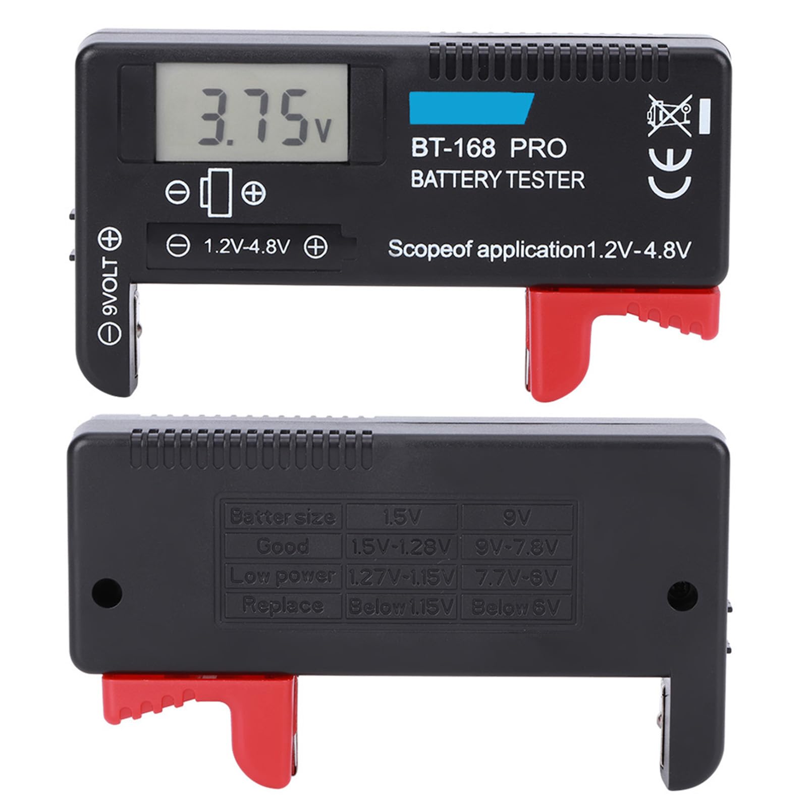 Tester Digitale della Batteria BT-168PRO, Tester del Livello di Durata della Batteria con Display LCD per CR2032 LR44 L736 6F22 9V AAA AA D C 16340 14500 10440, ecc.
