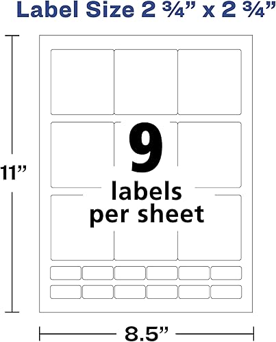 Miniatura 3 de Avery Etiquetas cuadradas en blanco imprimibles, 2.75 x 2.75 pulgadas, blanco mate, 630 etiquetas personalizables (5196)