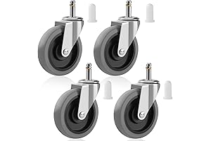 4 Inches Stem Caster Wheels, Heavy Duty TPR Replacement for Grill/Cart/Keg/ShopVac