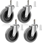 Besitu 4 Inches Stem Caster Wheels, 7/16-Inch Stem Diameter Swivel Casters Set of 4 with Side Brake, Heavy Duty TPR Replacement Wheels for Utility Cart Rubbermaid Mop Bucket Shop Vac Weber Grills