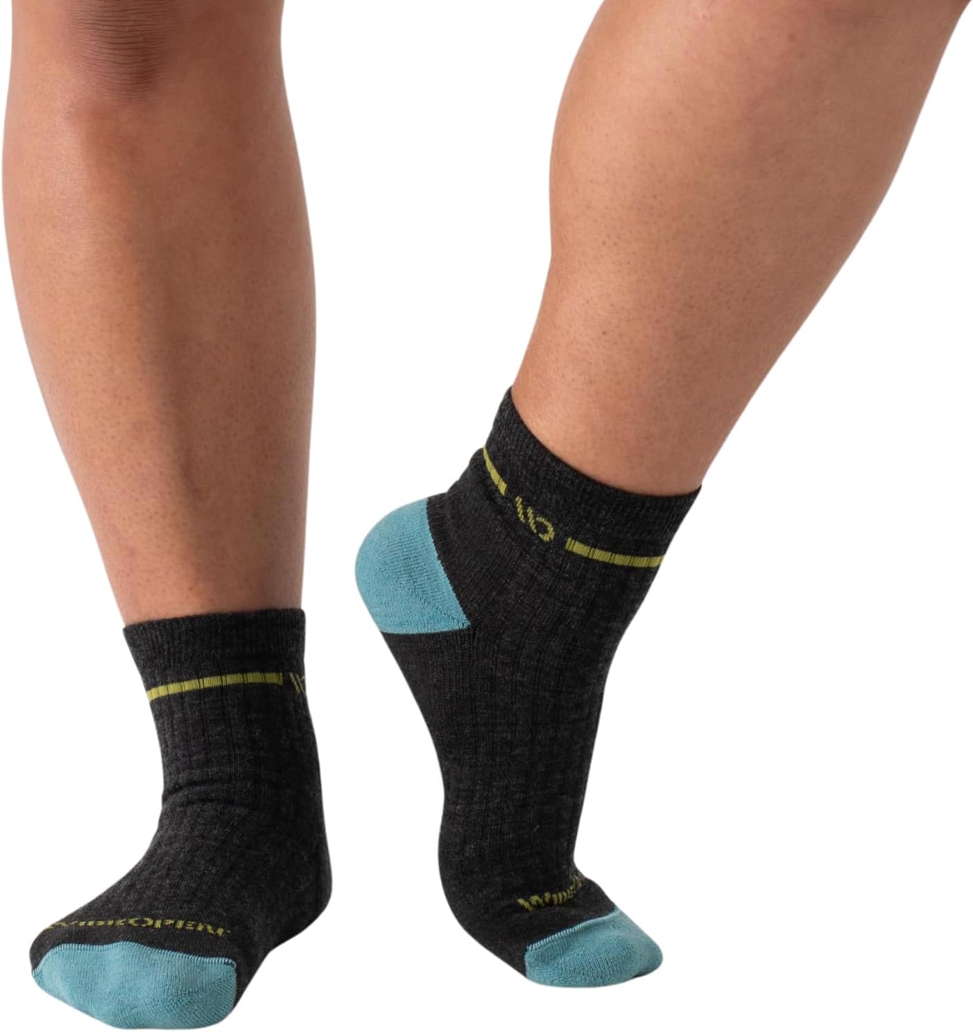 Wide Open Quarter Women's Merino Wool Socks - Single Stripe Everyday Ankle Socks for Wide Feet
