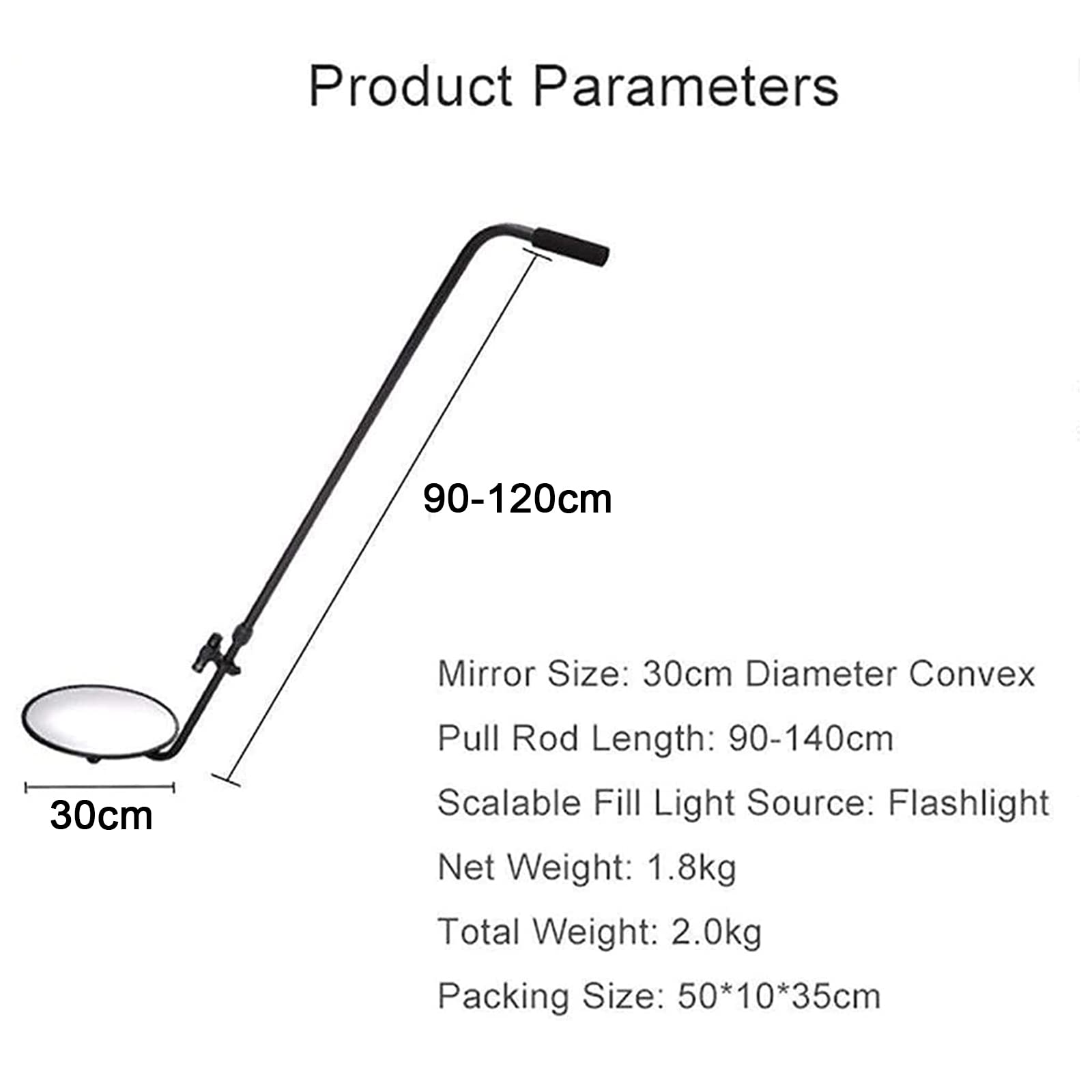 Specchietto di Ispezione Sottoscocca, Specchietto di Sicurezza Telescopico con Specchio da 12 Pollici E Luce LED, Resistente E Facile da Trasportare, Specchietto di