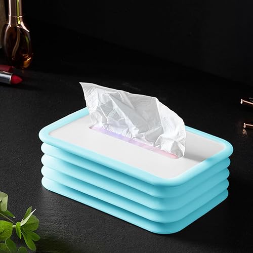 Miniatura 6 de Paquete de 2 soportes para cajas de pañuelos  Cajas de pañuelos plegables transparentes dispensador de pañuelos para pañuelos faciales, servilletas,