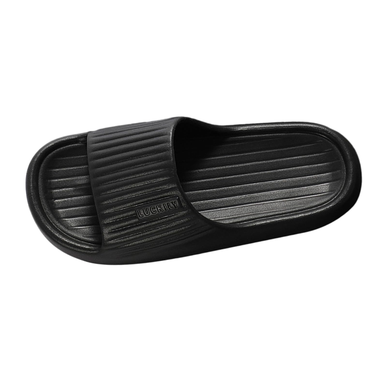 Shengsospp Plus Size Couple Home Non Slip Indoor Bathroom Beach Soft Bottom Slippers Open Toe Slides Sandals for Indoor & Outdoor Black, 10.5