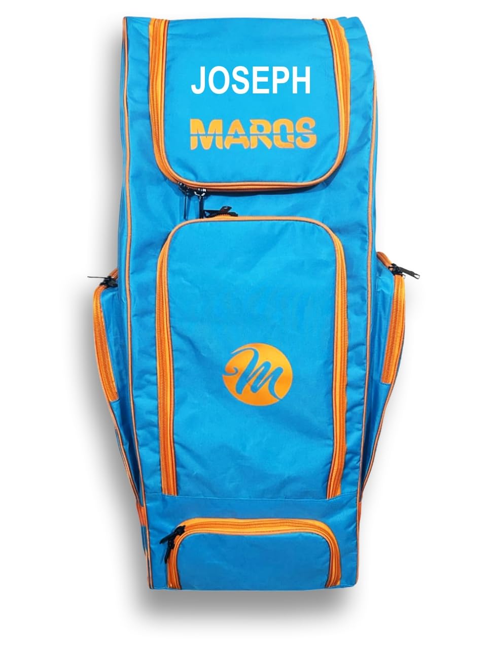 PROSTYLE SPORTS Personalised HIGHSPEC Junior Duffle Cricket Bag MARQS(Customise with Your Name) (Sky/Orange)