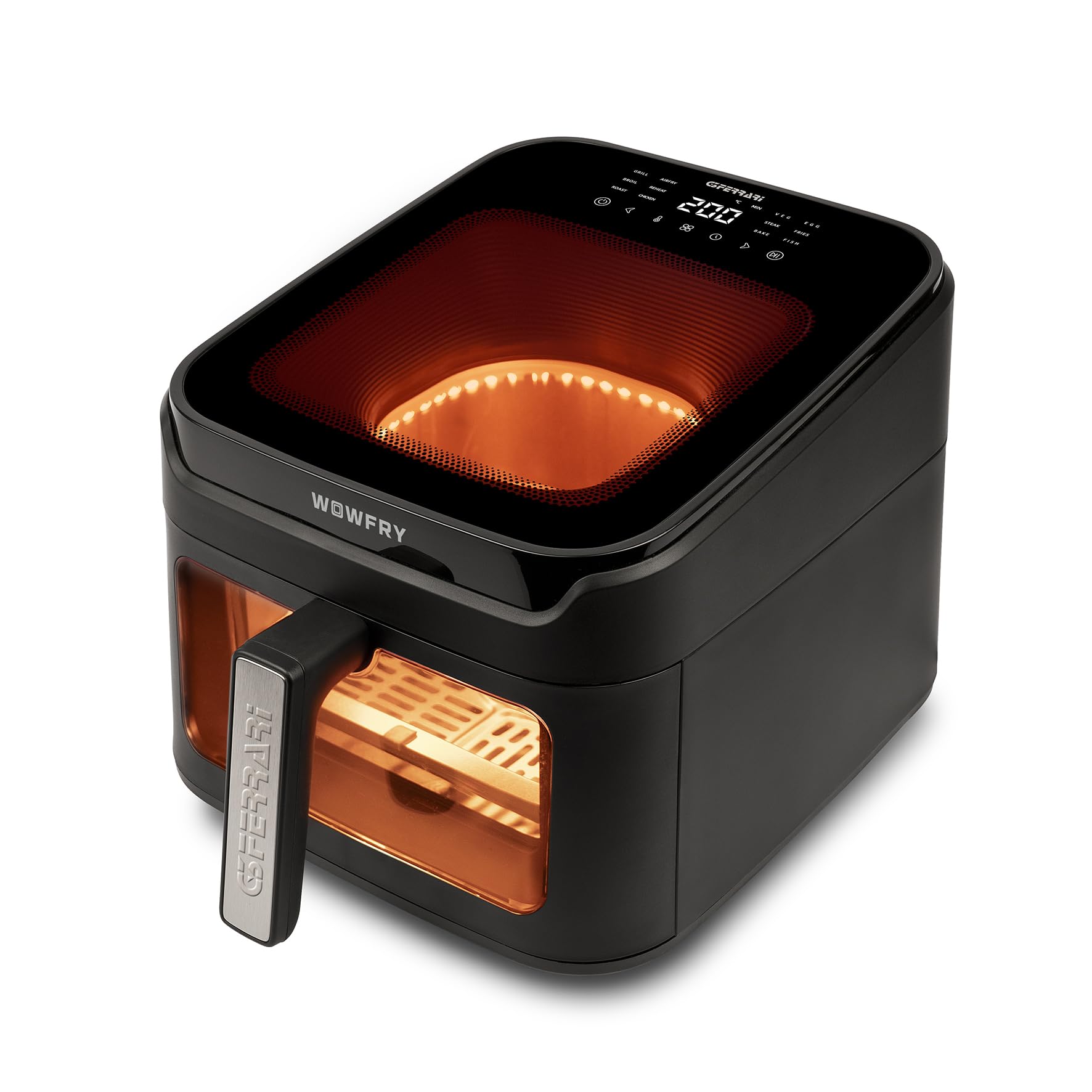 G3 Ferrari G10226 Wowfry frytkownica powietrzna, 7 l, 2 okna, czarna | 1700 W, wyświetlacz cyfrowy, 12 programów, pojemnik i taca, regulowany termostat (80°-200°C), 60 minut timera