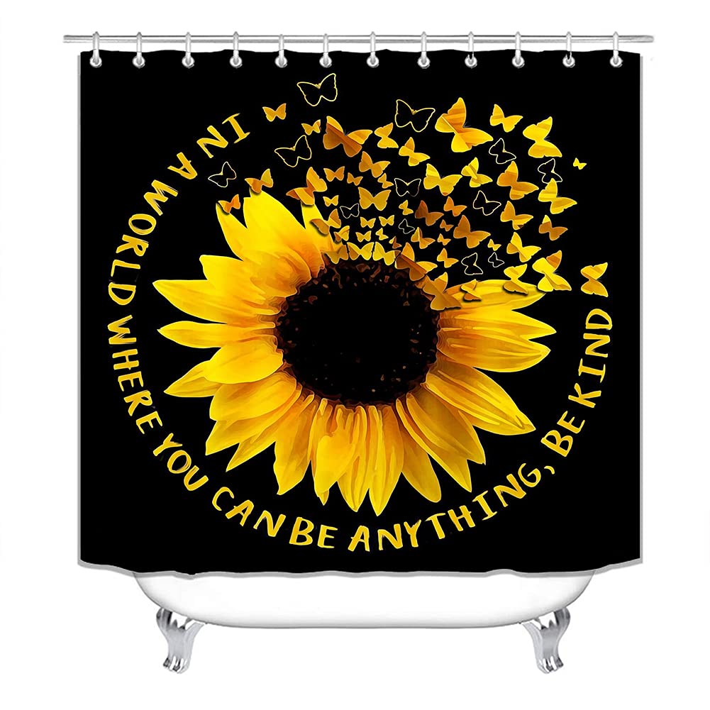 Caheansi Tenda Da Doccia Rustica - Stile Campagna Con Girasoli E Farfalle