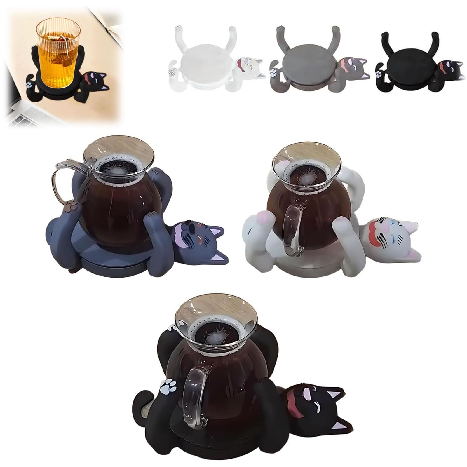 Dessous de verre de chat d'impression 3D original pour table basse et tasse de thé