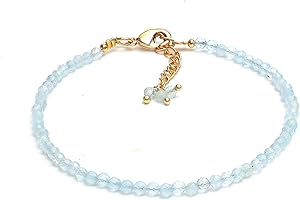 Women's Aquamarine Beaded Bracelet: Birthstone Delights for March