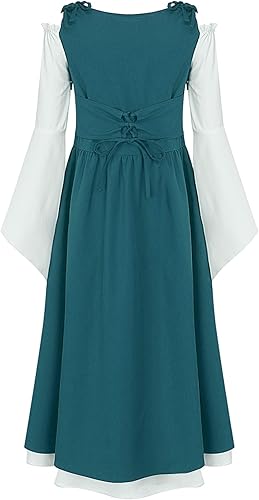 Vista 4 de TiaoBug Kids Girls Medieval Princess Dress Up Renaissance Faire Dress Child Costumes Vintage Victorian Dress
