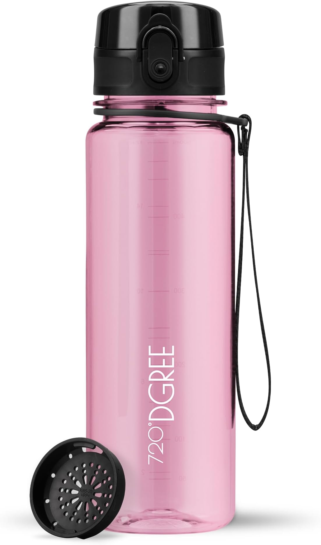 720°DGREE CrystalClear 500 ml "uberBottle" + Fruit Sifter – BPA-Free, Leak-Proof – Water Bottle Ideal for Children, School, Sport, Hiking, Camping, University, Travel