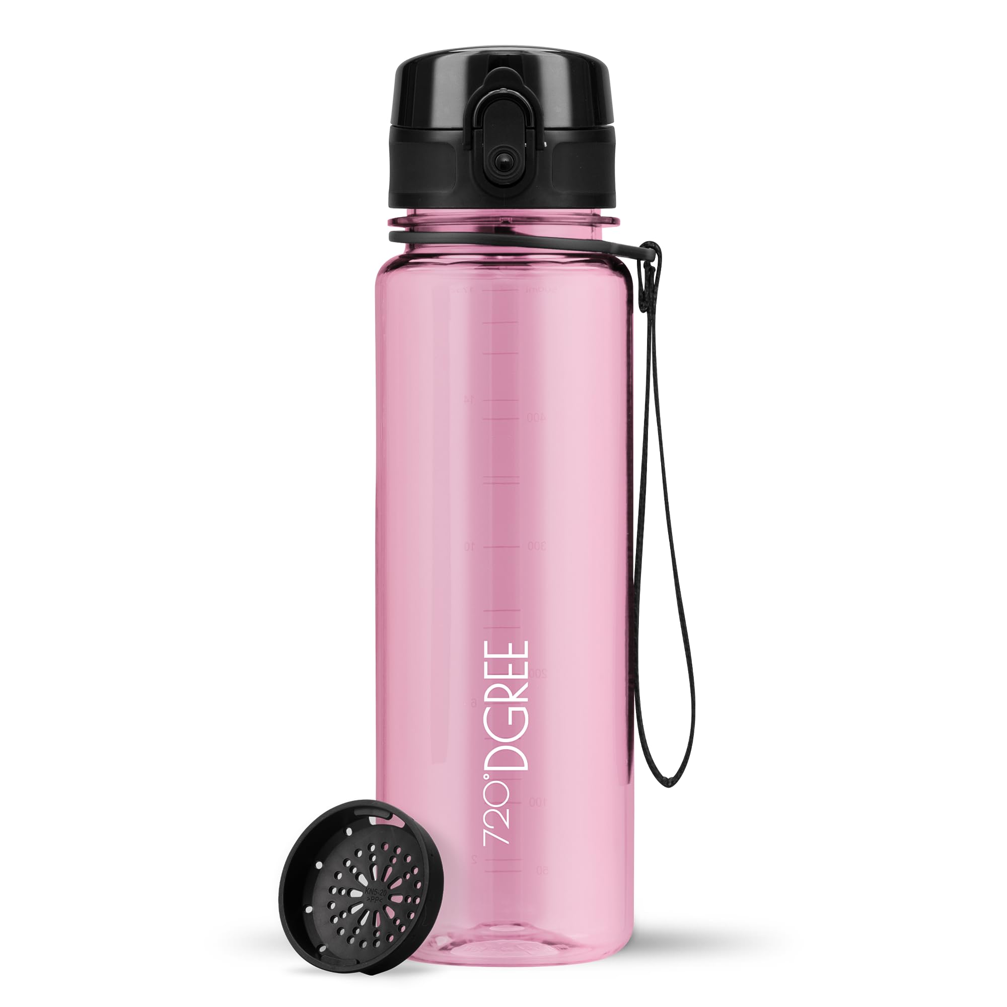 720°DGREE CrystalClear 500 ml "uberBottle" + Fruit Sifter – BPA-Free, Leak-Proof – Water Bottle Ideal for Children, School, Sport, Hiking, Camping, University, Travel