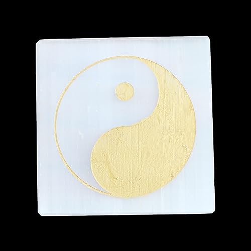 Miniatura 2 de Losa de carga de selenita, placa de cristal cuadrada para limpiar y cargar losa de cristal para curación, meditación, Wicca - Ying Yang