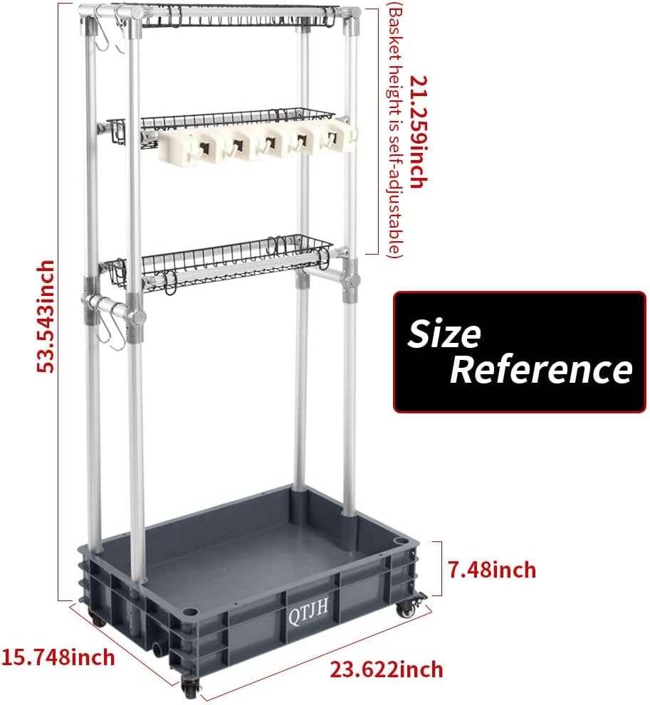 Storage Shelf Broom mop Holder Hold Your Cleaning Supplies Janitorial cart Steel Organizer Wire Rack